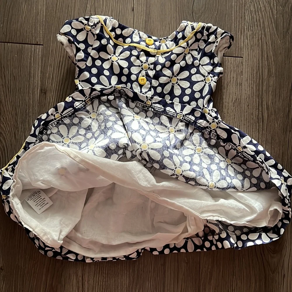 Gymboree 6-12 Months Blue & Yellow Floral Dress EUC